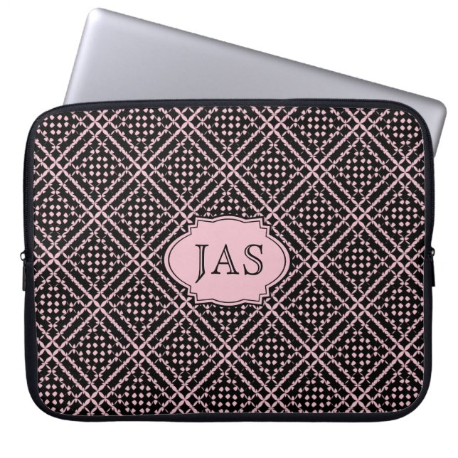 Diamantspiel mit Initialen Laptopschutzhülle (Vorderseite)