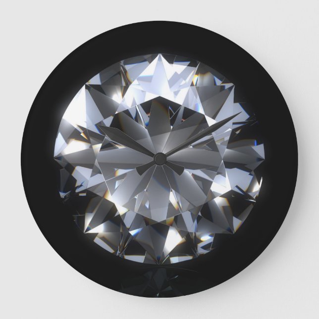 Diamantstein: schwarzer Raumfunkel. Große Wanduhr (Vorderseite)