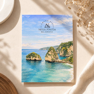 Diamantstrand Bali Aquarell Türkisblaues Meer Feiertagspostkarte