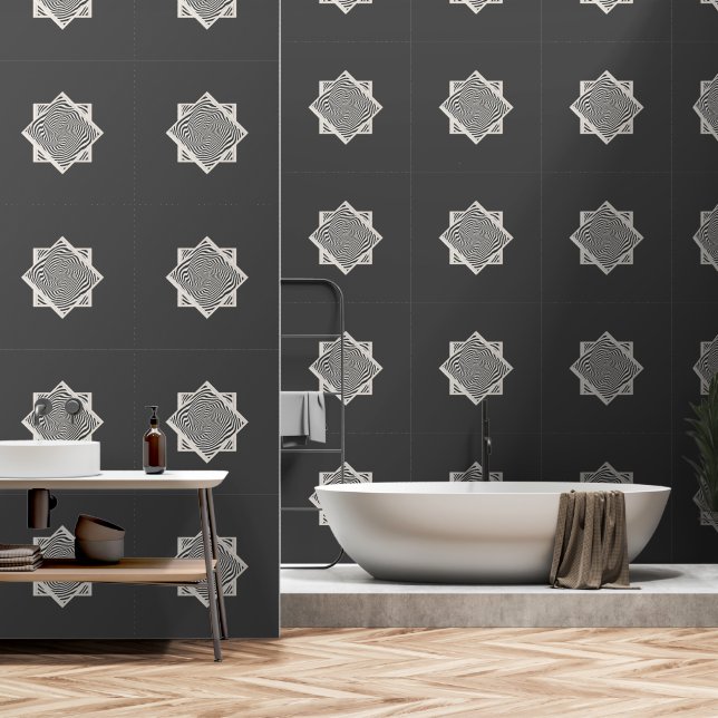 Diamantwirbel Grau Tapete (Badezimmer)