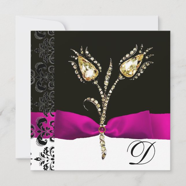DIAMONANTE TULIPS, Schwarz-weiße Damaskus-Monogram Ankündigung (Vorderseite)