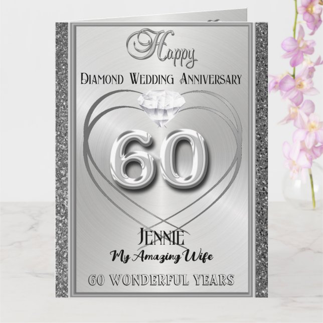 Diamond 60. Hochzeitskarte für Ehefrau Karte (Orchidee)