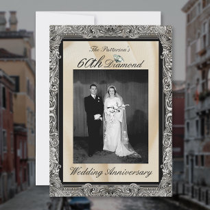 Diamond 60. Hochzeitsszenario Foto Rahmen Einladung
