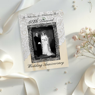 Diamond 60. Hochzeitstag Foto Einladung Postkarte
