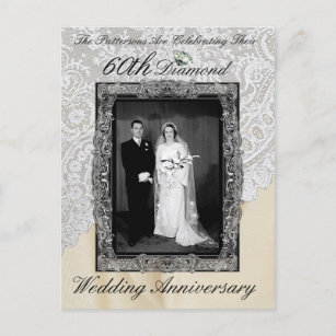 Diamond 60. Hochzeitstag Foto Einladung Postkarte