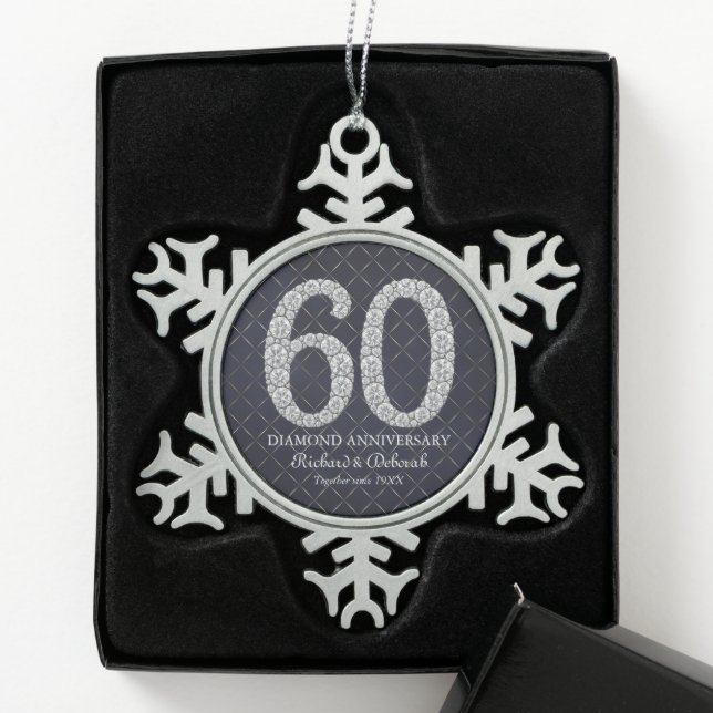Diamond 60. Hochzeitstag Schneeflocken Zinn-Ornament (Box)
