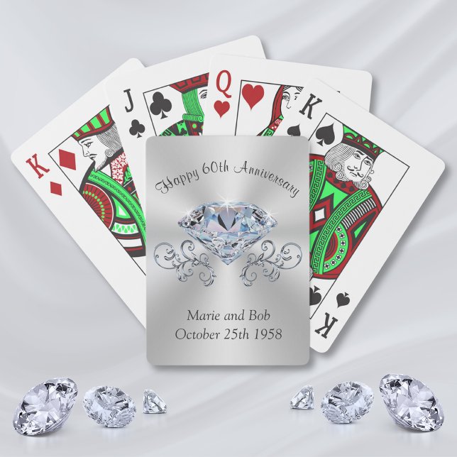 Diamond, 60 Jahre alt, Karten spielen, Ihr Text Spielkarten (60th wedding anniversary party favors. Cheap anniversary gifts for grandparents, parents & friends.)