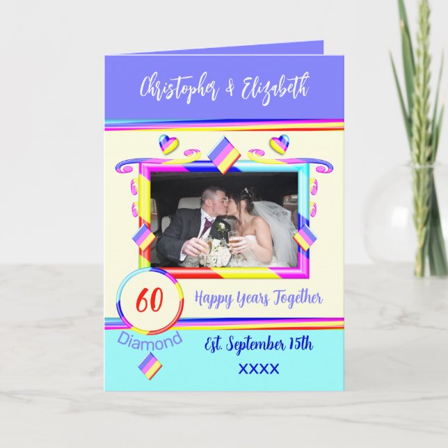 Diamond, 60-jähriges Jubiläum, Foto-Namen lila Karte (Vorderseite)