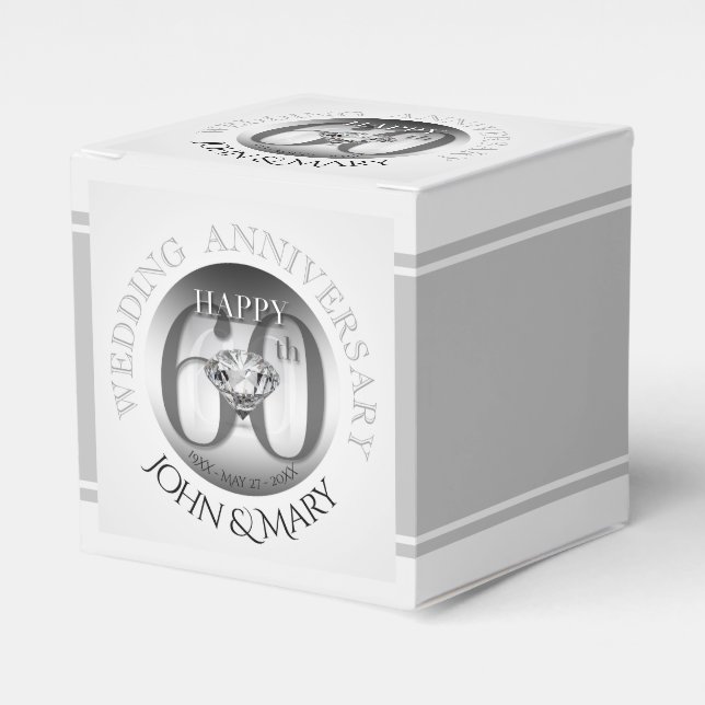 Diamond 60 TH Wedding Anniversary Cube Favor Box Geschenkschachtel (Vorderseite)