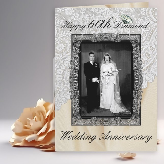 Diamond 60 th Wedding Anniversary Elegant Karte (Von Creator hochgeladen)