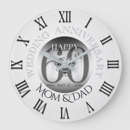 Diamond 60 th Wedding Anniversary R Clock B Roman  Große Wanduhr