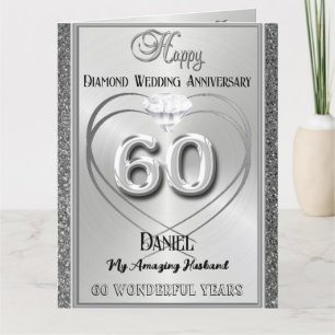 Diamond 60 th Wedding Jubiläumskarte für Ehemann Karte