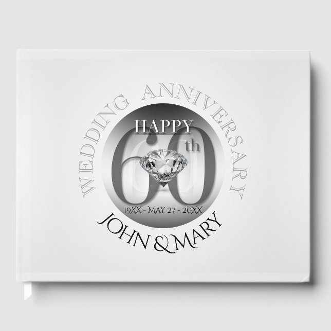 Diamond 60. Wedding Anniversary Gästebuch (Vorderseite)