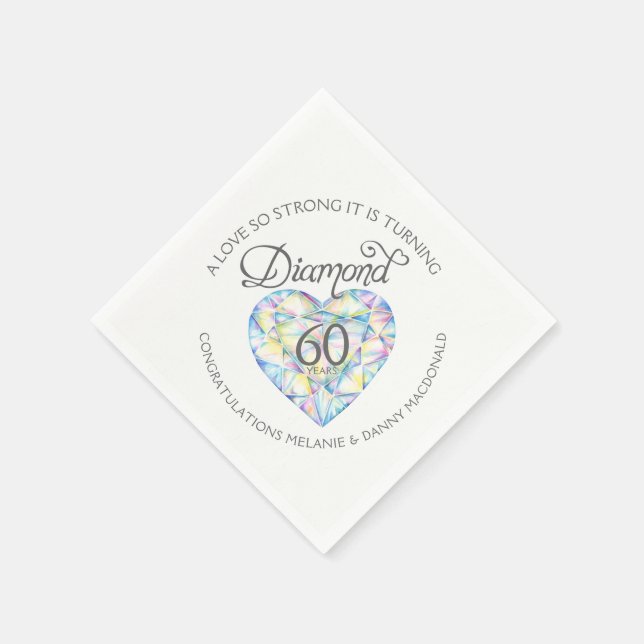 Diamond 60th Anniversary Herzkunst Servietten (Ecke)