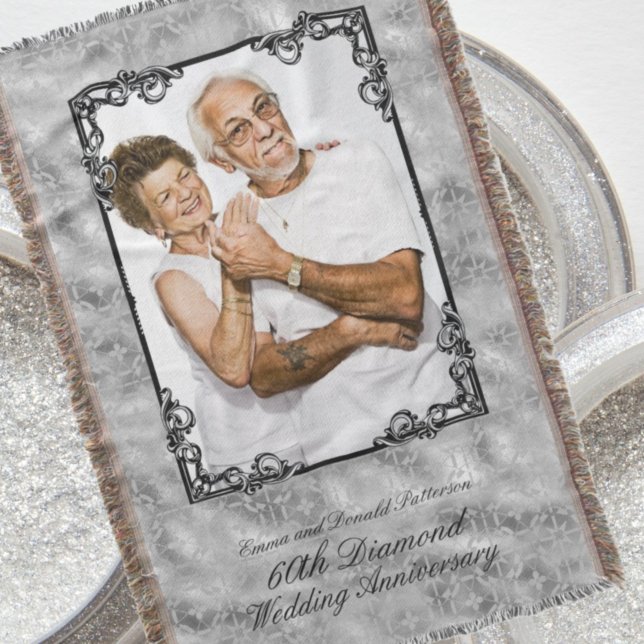 Diamond 60th Wedding Anniversary Foto Monogram Decke (Von Creator hochgeladen)