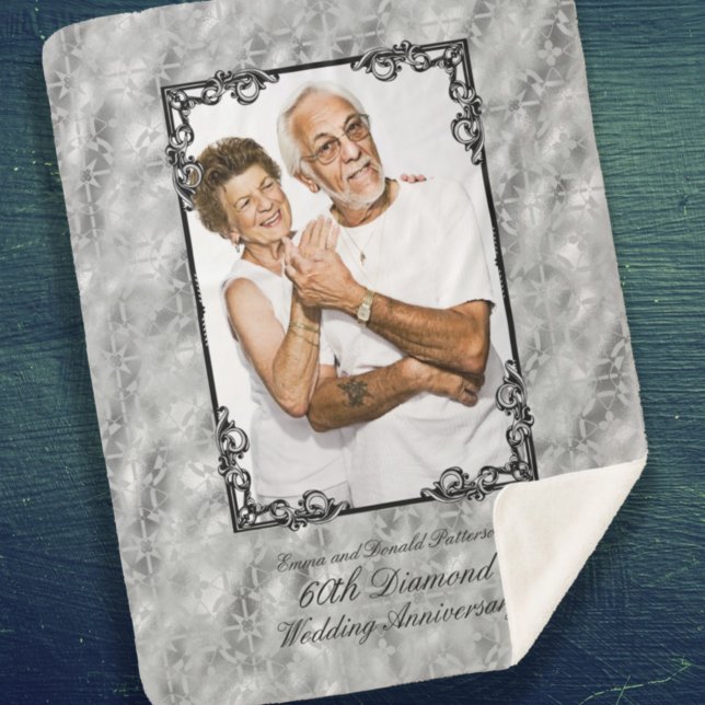 Diamond 60th Wedding Anniversary Foto Monogram Sherpadecke (Von Creator hochgeladen)