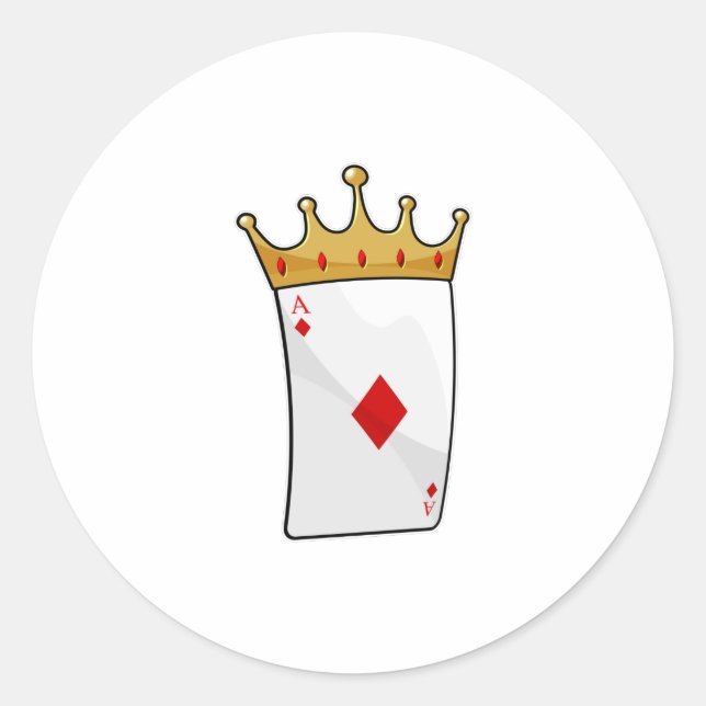 Diamond Ace mit King Crown Runder Aufkleber (Vorderseite)