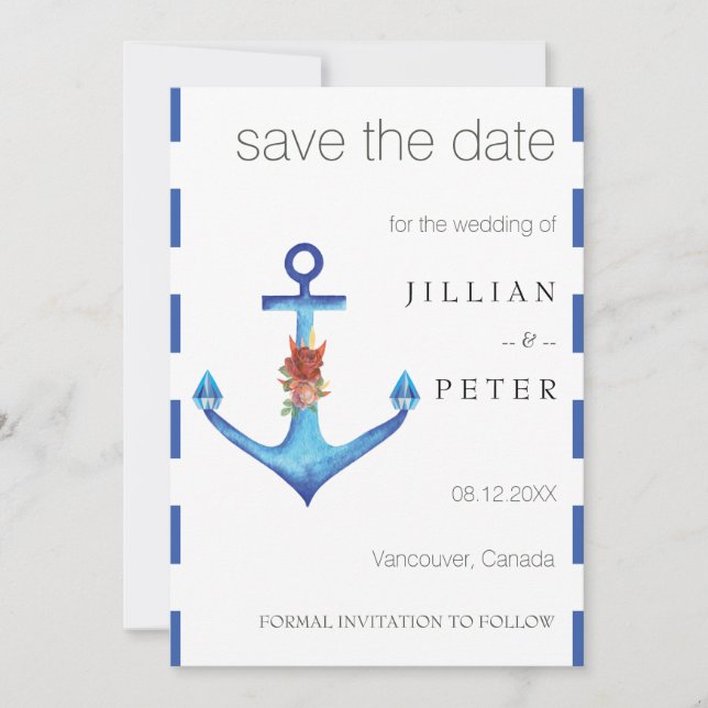 Diamond Anchor Fabulous Ocean Wedding Save The Date (Vorderseite)