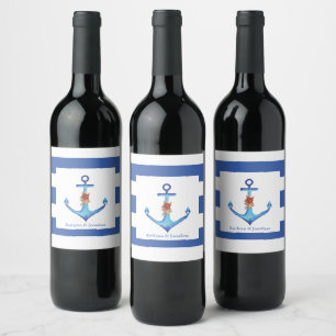 Diamond Anchor Fabulous Ocean Wedding Weinetikett