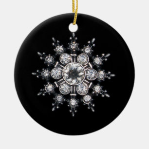 Diamond April Crystal Birthstone Snowflake Jewel R Keramik Ornament