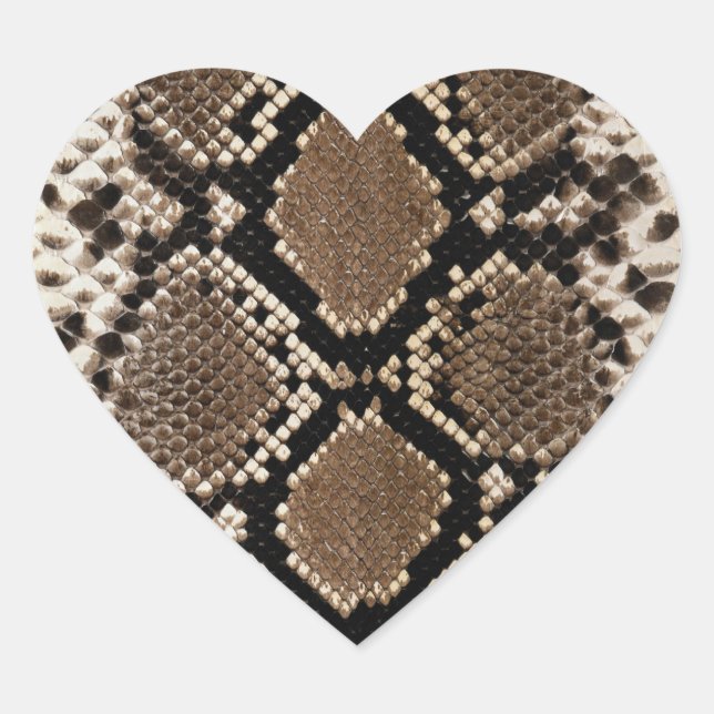 Diamond Back Rattlessnake Skin Herz-Aufkleber (Vorderseite)