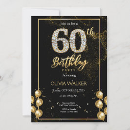 Diamond Black und Gold zum Geburtstag Einladung