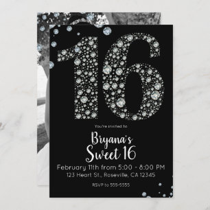 Diamond Bling 16 16 Geburtstagsparty Foto Einladung