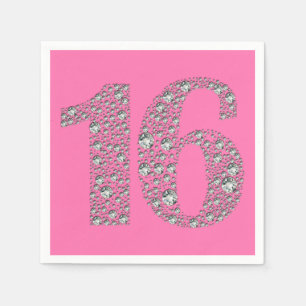 Diamond Bling 16 Sechzehn 16. Geburtstag JEDE FARB Serviette