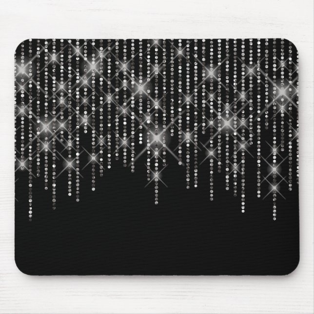 Diamond Bling auf schwarz Mousepad (Vorne)