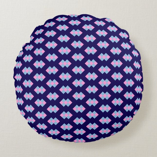 Diamond Blue Round Pillow Rundes Kissen (Vorderseite)