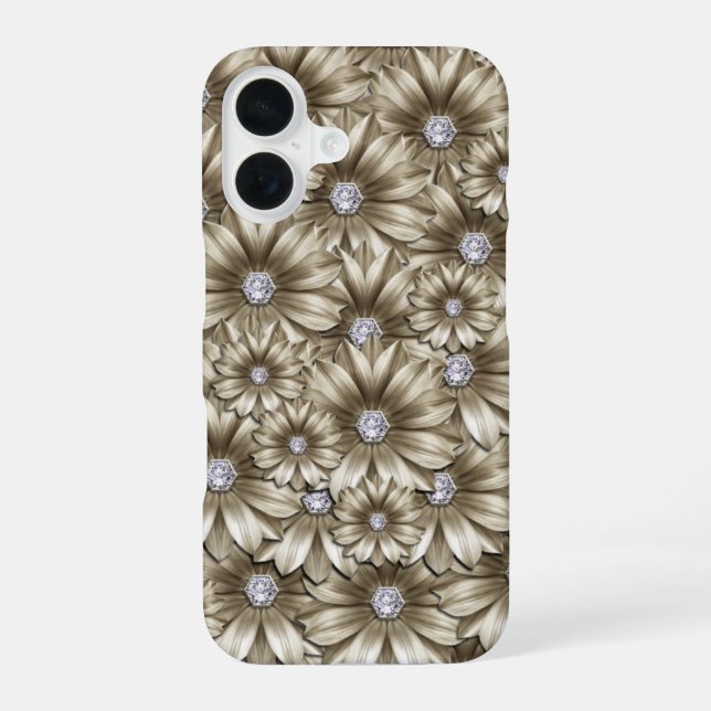 Diamond Blume Gemstone iPhone Case 16 Hülle (Rückseite)