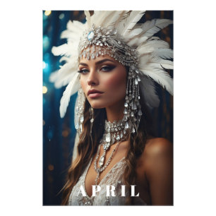 *~ DIAMOND Boho Frauen AP53 APRIL BIRTHDAY Fotodruck