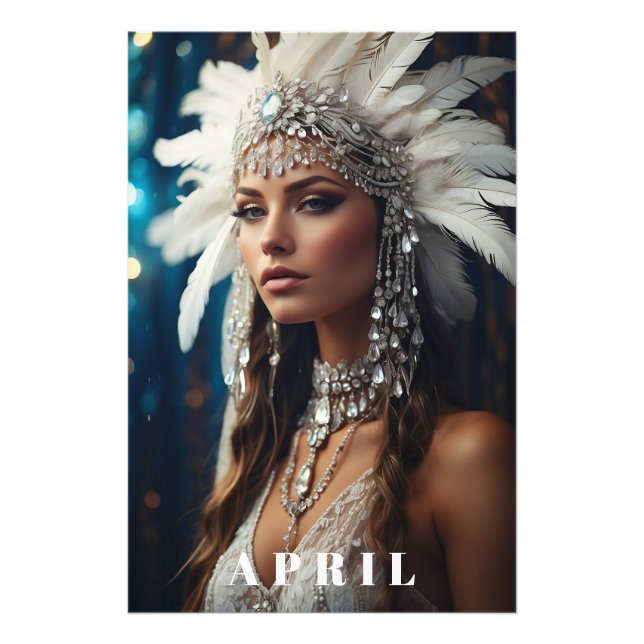 *~ DIAMOND Boho Frauen AP53 APRIL BIRTHDAY Fotodruck (Vorne)