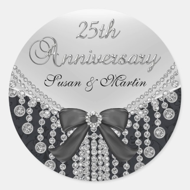 Diamond Bow & Damask Sticker zum 25. Jahrestag (Vorderseite)