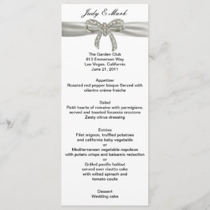 Diamond Bow Wedding Menu Card Menükarte