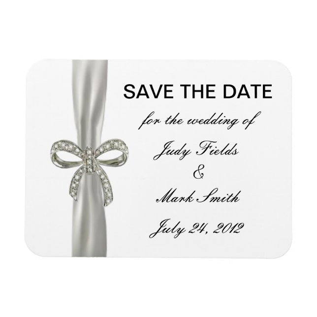 Diamond Bow Wedding speichert das Date Magnet (Horizontal)