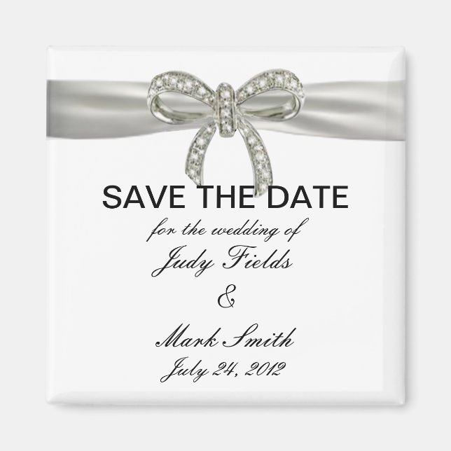 Diamond Bow Wedding speichert das Date Magnet (Vorne)