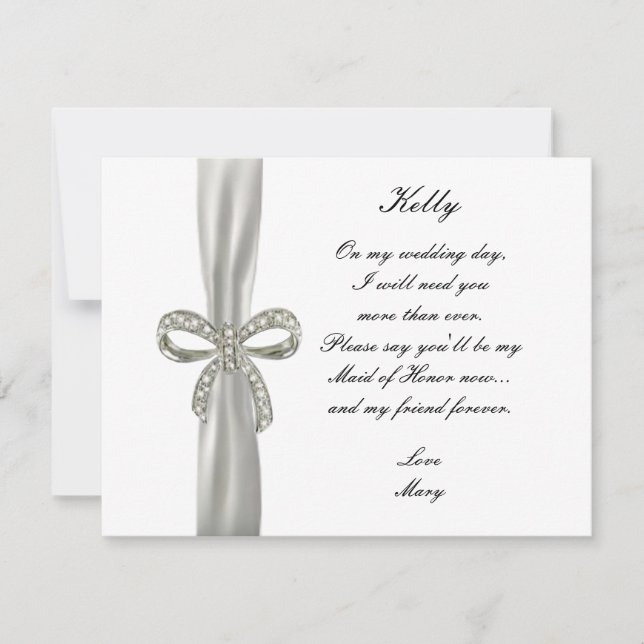 Diamond Bow Wedding Trauzeugin Card Einladung (Vorderseite)