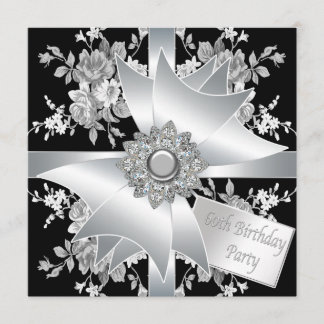 Diamond Bow White Rose Frauen 60. Geburtstagsparty Einladung