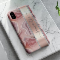 Diamond Calligraphy Name Rose Gold Agate