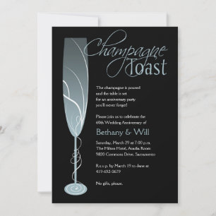 Diamond Champagne Toast Einladung Blue