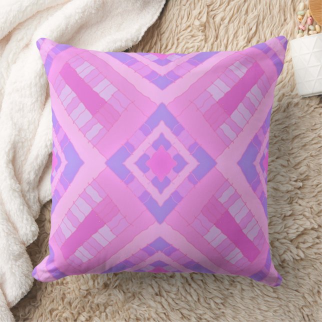 Diamond Check Patchwork - Rosa Periwinkle 1 Kissen (Decke)