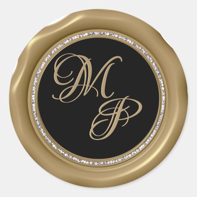 *~* Diamond Circle GOLD Wax Siegel Wedding Sticker (Vorderseite)