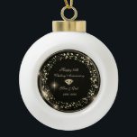 Diamond Confetti Black 25. Hochzeitstag Keramik Kugel-Ornament<br><div class="desc">Eleganter Golddiamant und Konfetti 25. Hochzeitstag Schmuck.</div>