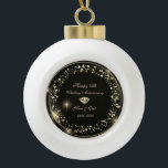Diamond Confetti Black 25. Hochzeitstag Keramik Kugel-Ornament<br><div class="desc">Eleganter Golddiamant und Konfetti 25. Hochzeitstag Schmuck.</div>