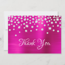 Diamond Confetti Hot Pink Satin Gradient Foil Dankeskarte