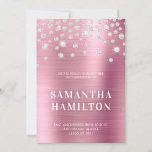 Diamond Confetti Pink Ombre Foil Abschluss Ankündigung