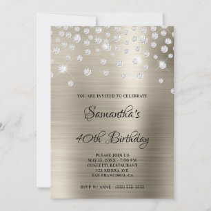 Diamond Confetti Platinum Satin Foil Ombre Einladung
