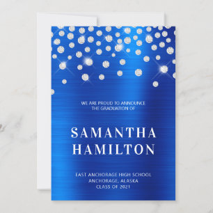 Diamond Confetti Royal Blue Ombre Foil Abschluss Ankündigung