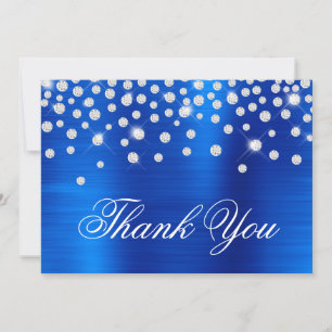 Diamond Confetti Royal Blue Satin Gradient Foil Dankeskarte